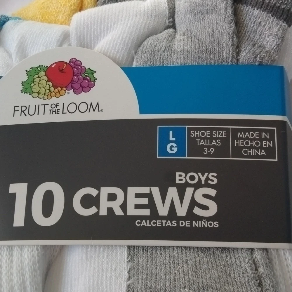 NWT 10Pk Kids Socks SzL (3-9)